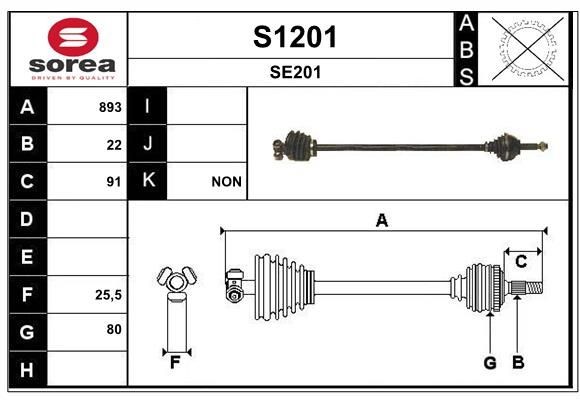 SNRA Aandrijfas S1201 SNRA S1201 Aandrijfassen Seat Ibiza 021A goedkoop