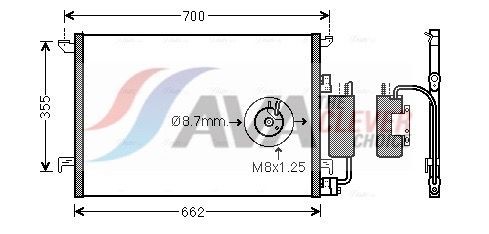 Condensor voor airco AVA COOLING SYSTEMS SBA5058D AVA COOLING SYSTEMS SBA5058D: Airco-koeler Saab 9-3 2000