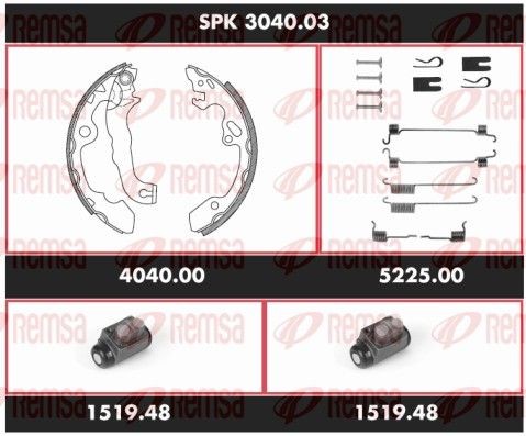 REMSA Bremsesett, trommebremse SPK 3040.03 Trommelbremser REMSA Ford COUGAR Super Precision Kit SPK 3040.03