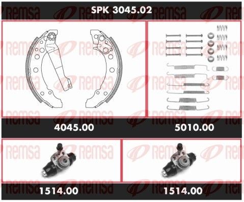 REMSA Σετ φρένων, ταμπουρόφρενα SPK 3045.02 SPK 3045.02 Φρένα τυμπάνου REMSA VW POLO
