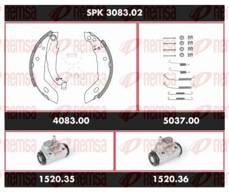 REMSA Σετ φρένων, ταμπουρόφρενα SPK 3083.02 Σετ φρένων, ταμπουρόφρενα REMSA RENAULT Super Precision Kit SPK 3083.02
