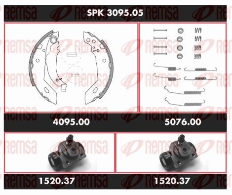 REMSA Bremžu komplekts, Trumuļu bremzes SPK 3095.05 REMSA Bremžu komplekts, trumuļu bremzes PEUGEOT Super Precision Kit SPK 3095.05