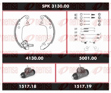REMSA Σετ φρένων, ταμπουρόφρενα SPK 3130.00 SPK 3130.00 REMSA Σετ φρένων, ταμπουρόφρενα Renault φθηνά