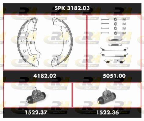 ROADHOUSE Bremsesæt, trommelbremser SPK 3182.03 Bremsesæt, trommelbremser ROADHOUSE Renault KANGOO Super Precision Kit SPK 3182.03