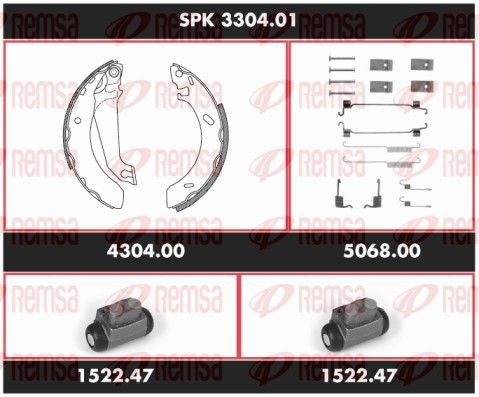 REMSA Sada bŕzd, Bubnová brzda SPK 3304.01 Sada bŕzd, bubnová brzda VOLVO REMSA Super Precision Kit SPK 3304.01
