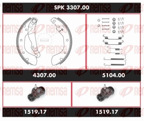 REMSA Kit de freins, freins à tambours SPK 3307.00 Freins à tambour REMSA ASTRA SPK 3307.00 pas cher