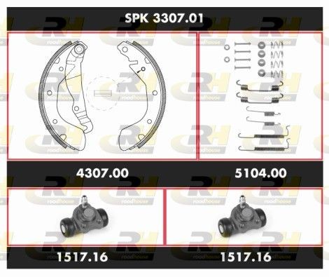 ROADHOUSE Σετ φρένων, ταμπουρόφρενα SPK 3307.01 Σετ φρένων ταμπουρόφρενα ROADHOUSE Opel ZAFIRA Super Precision Kit SPK 3307.01