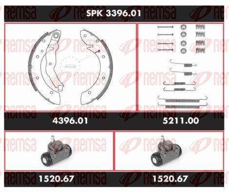 REMSA Σετ φρένων, ταμπουρόφρενα SPK 3396.01 Σετ φρένων, ταμπουρόφρενα RENAULT REMSA Super Precision Kit SPK 3396.01