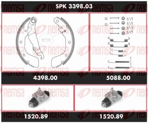 REMSA Sada bŕzd, Bubnová brzda SPK 3398.03 SPK 3398.03 Bubnové brzdy REMSA OPEL INSIGNIA