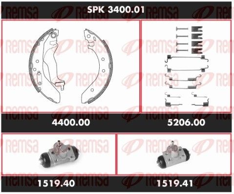 REMSA Brake Set, drum brakes SPK 3400.01 REMSA SPK 3400.01 Honda HR-V 1 brake set, drum brakes cost