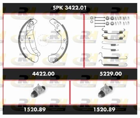 ROADHOUSE Jogo de travões, travões de tambor SPK 3422.01 SPK 3422.01 Super Precision Kit Kit freio a tambor OPEL CORSA ROADHOUSE