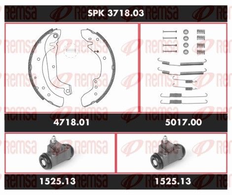 REMSA Σετ φρένων, ταμπουρόφρενα SPK 3718.03 Σετ φρένων, ταμπουρόφρενα RENAULT REMSA Super Precision Kit SPK 3718.03