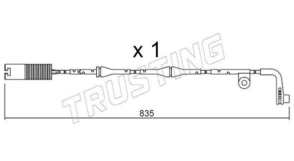 TRUSTING Waarschuwingscontact, remvoering- / blokslijtage SU.158 Remslijtage indicator TRUSTING BMW SU.158