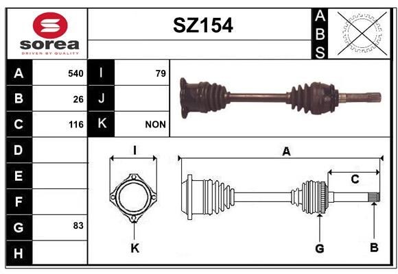 SERA Drivaksel SZ154 SERA SZ154 Drivaksel Grand Vitara 1 pris