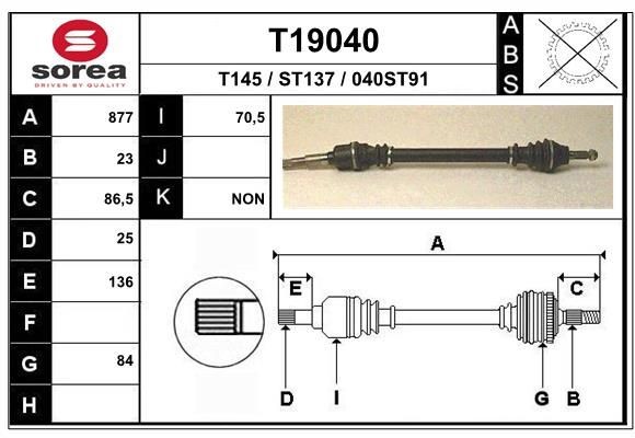 EAI Drivaksel T19040 EAI T19040 Drivaksel Express 1000-1500 Minibuss pris