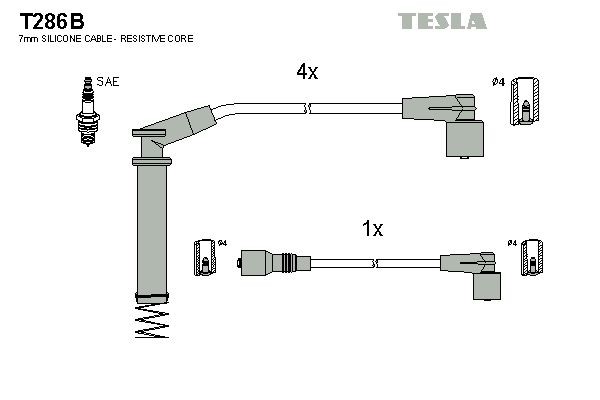 TESLA Kit de câbles d'allumage T286B T286B Faisceau d'allumage TESLA OPEL TIGRA