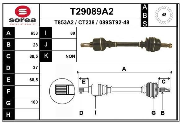 EAI Semiasse T29089A2 EAI T29089A2 costo Semiasse PEUGEOT 605