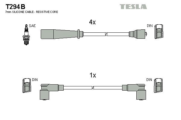 TESLA Jogo de cabos de ignição T294B T294B Cabos de velas TESLA OPEL ASTRA