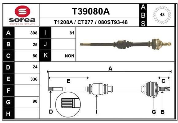 EAI Semiasse T39080A EAI T39080A Semiasse