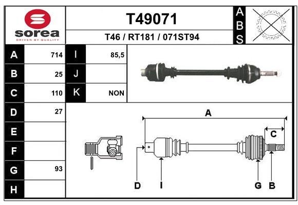 EAI Drivaxel T49071 Byta Drivaxel Renault Trafic Minibuss kostnad EAI T49071