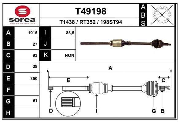 EAI Vetoakseli T49198 EAI T49198 Primastar X83 vetoakseli vaihto hinta