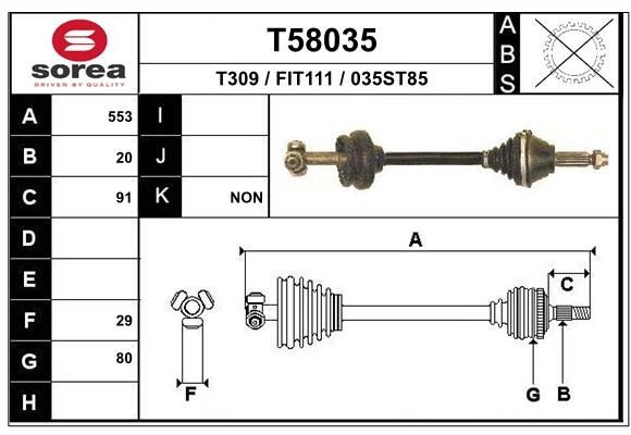 Trækaksel EAI T58035 EAI T58035: Trækaksel Fiat UNO 2024