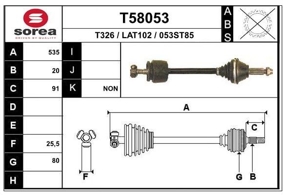 EAI Trækaksel T58053 EAI T58053 Autobianchi Trækaksel hvad koster originale