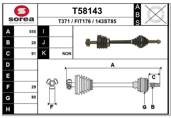 Trækaksel EAI T58143 EAI T58143 Trækaksler FIAT UNO 2024