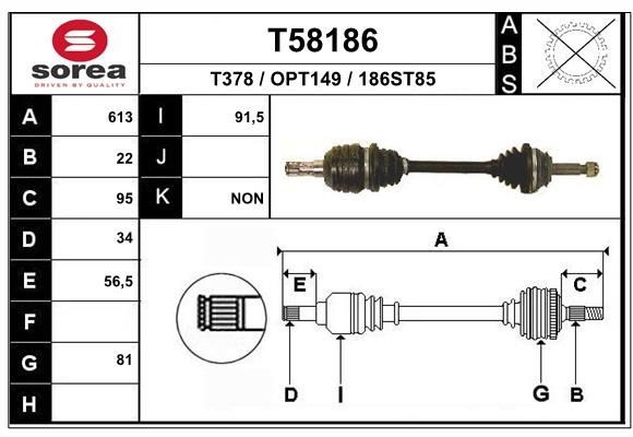EAI Veovõll T58186 EAI T58186 originaal Veovõll Opel Kadett E Cabrio hind