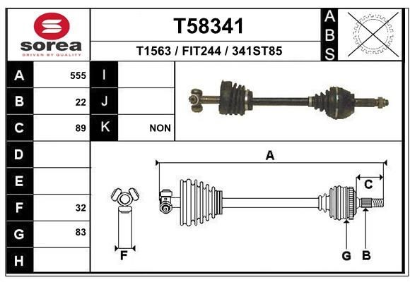 Drivaksel EAI T58341 EAI T58341: Drivaksel Fiat PALIO 2001