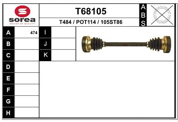 EAI Άξονας μετάδοσης κίνησης T68105 Ημιαξόνιο EAI Porsche PANAMERA T68105