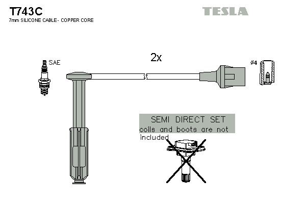 TESLA Tennplugg kabelsett T743C TESLA T743C Tennkabler Korando IV SUV (C300) pris