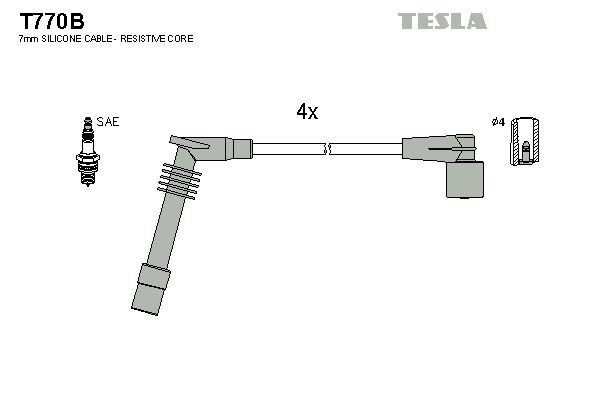 TESLA Jogo de cabos de ignição T770B Cabos de velas TESLA Opel ASTRA T770B