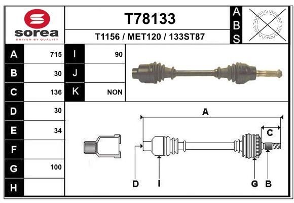 EAI Drivaksel T78133 EAI T78133 Drivaksel MERCEDES-BENZ MB 100 Minibuss (W631) billige