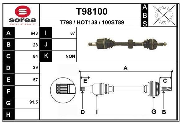 Hnací hriadeľ EAI T98100 EAI T98100 Hnací hriadeľ HONDA LEGEND 2001