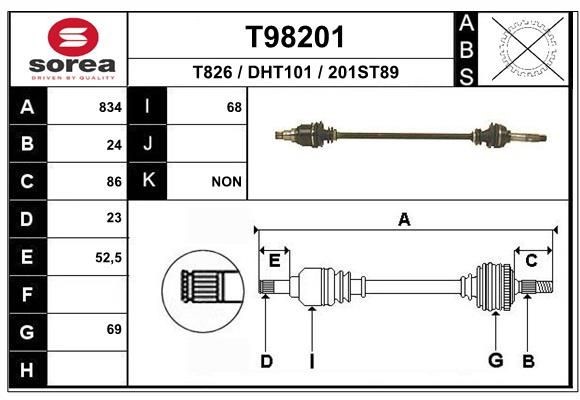 Drivaksel EAI T98201 EAI T98201 Drivaksel DAIHATSU CHARADE 2018