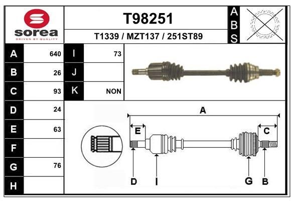 EAI Drivaksel T98251 EAI T98251 Drivaksel Mazda 323 F 5 billige