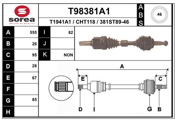EAI Άξονας μετάδοσης κίνησης T98381A1 EAI T98381A1 Ημιαξόνιο CHRYSLER PT Cruiser Combi φθηνά