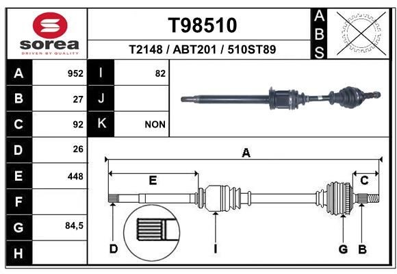 EAI Hnací hriadeľ T98510 Hnací hriadeľ EAI X-TYPE T98510 lacné