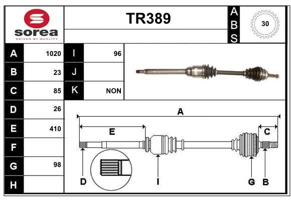Drivaksel SERA TR389 SERA TR389 Drivaksel RENAULT SAFRANE 2024