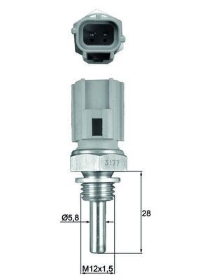 Sensor, motortemperatur MAHLE TSE 27 MAHLE TSE 27 Kjølevæsketemperatursensor Volvo S60 2004