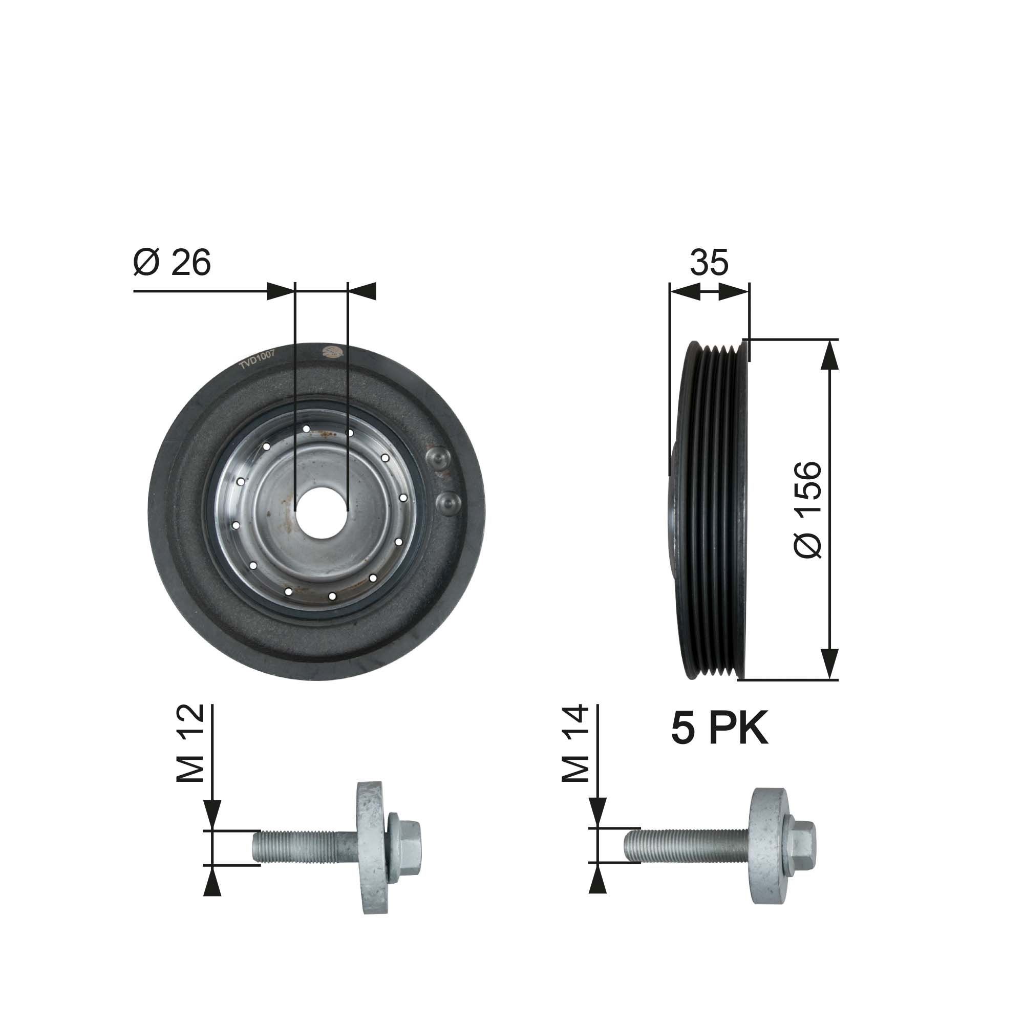 GATES Crankshaft pulley TVD1007A Nissan PRIMERA GATES crankshaft pulley TVD1007A
