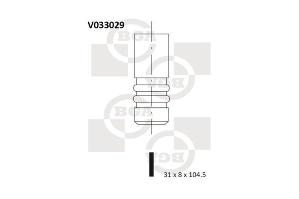 BGA Βαλβίδα εξαγωγής V033029 Βαλβίδα εξαγωγής Volvo 744 V033029 BGA