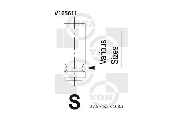 Βαλβίδα εξαγωγής BGA V165611 BGA V165611 Βαλβίδα εξαγωγής TOYOTA AVENSIS 2011