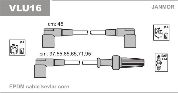 JANMOR Tändkabelsats VLU16 JANMOR VLU16 Tändkablar Volvo 940 Sedan original