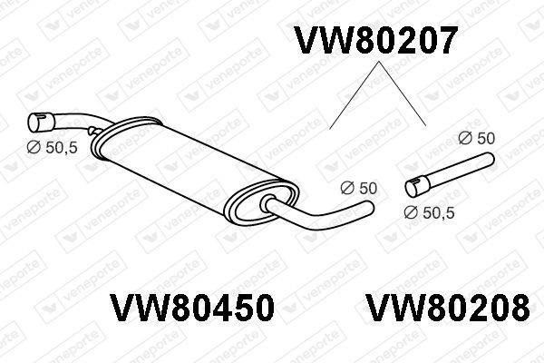 VENEPORTE Mittenljuddämpare VW80207 VW80207 VENEPORTE Mellan ljuddämpare Volvo
