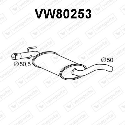 VENEPORTE Främre ljuddämpare VW80253 VW80253 VENEPORTE främre ljuddämpare