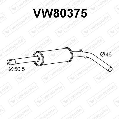 VENEPORTE Stredný tlmič výfuku VW80375 VW80375 VENEPORTE Stredný tlmič Nissan lacné