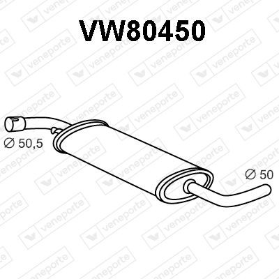 VENEPORTE Mittenljuddämpare VW80450 SKODA resonator avgassystem VENEPORTE VW80450