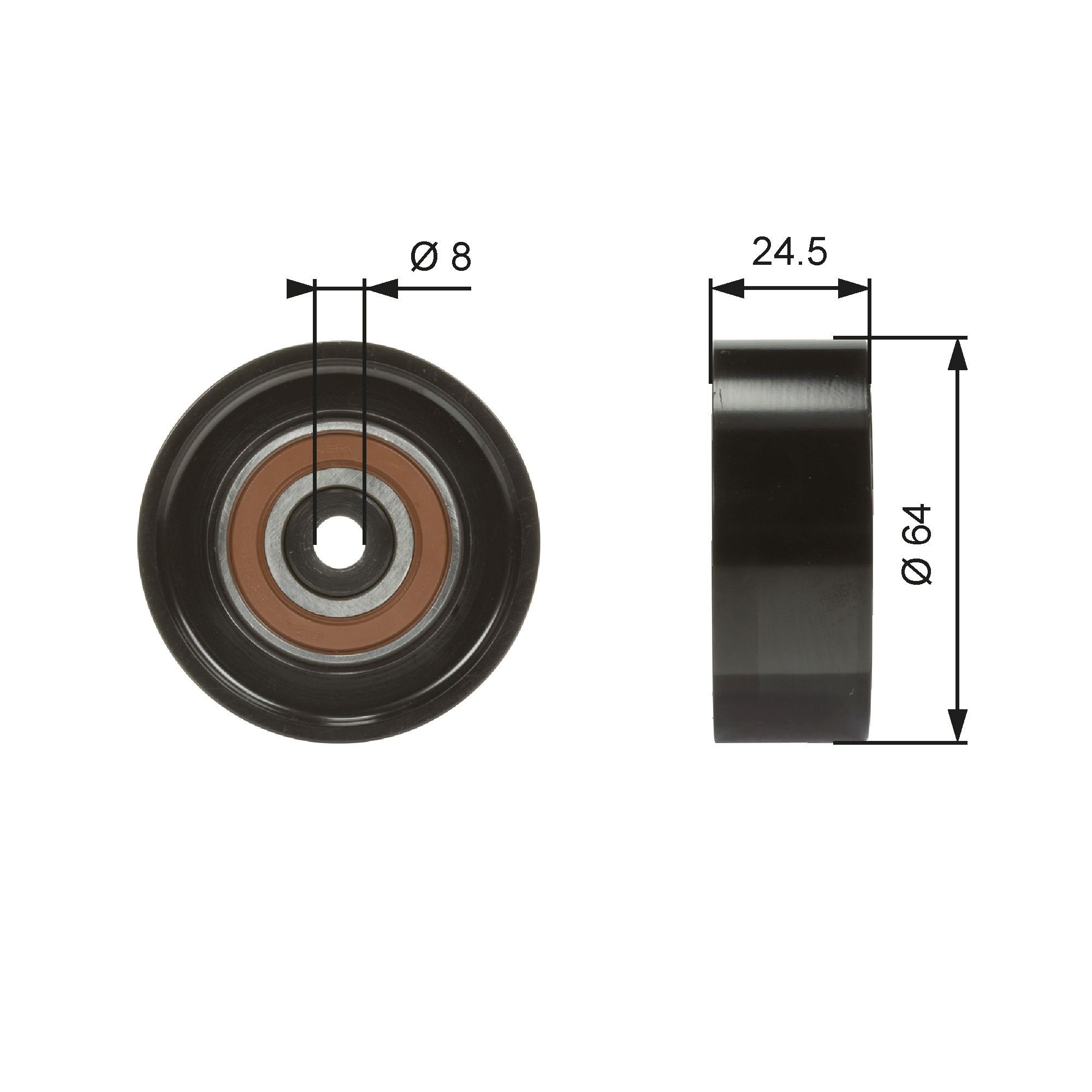 GATES Geleiderol / omdraairol v-snaren T38097 Geleiderol poly v-riem GATES RAPID T38097 goedkoop